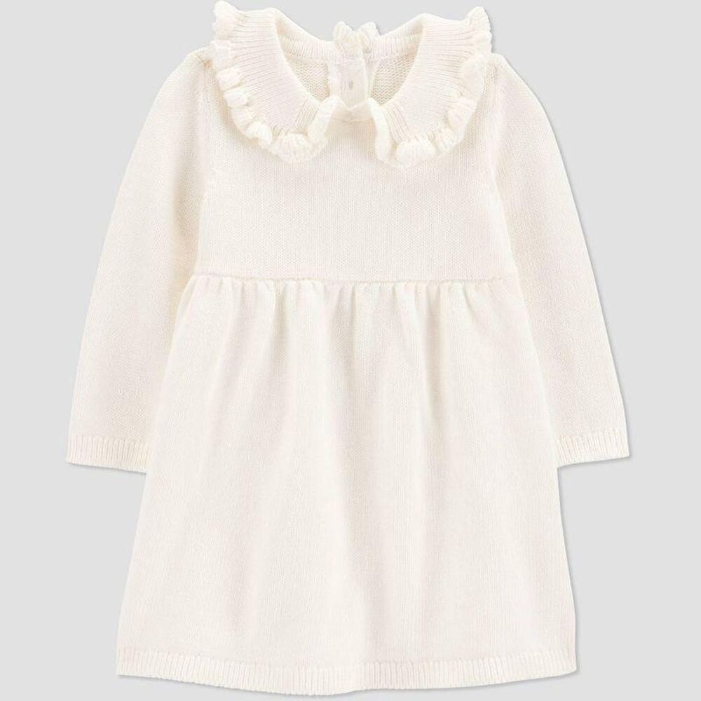 Carter's Just One You Ivory Knit Sweater Ruffle Collar Baby Dress 6m
